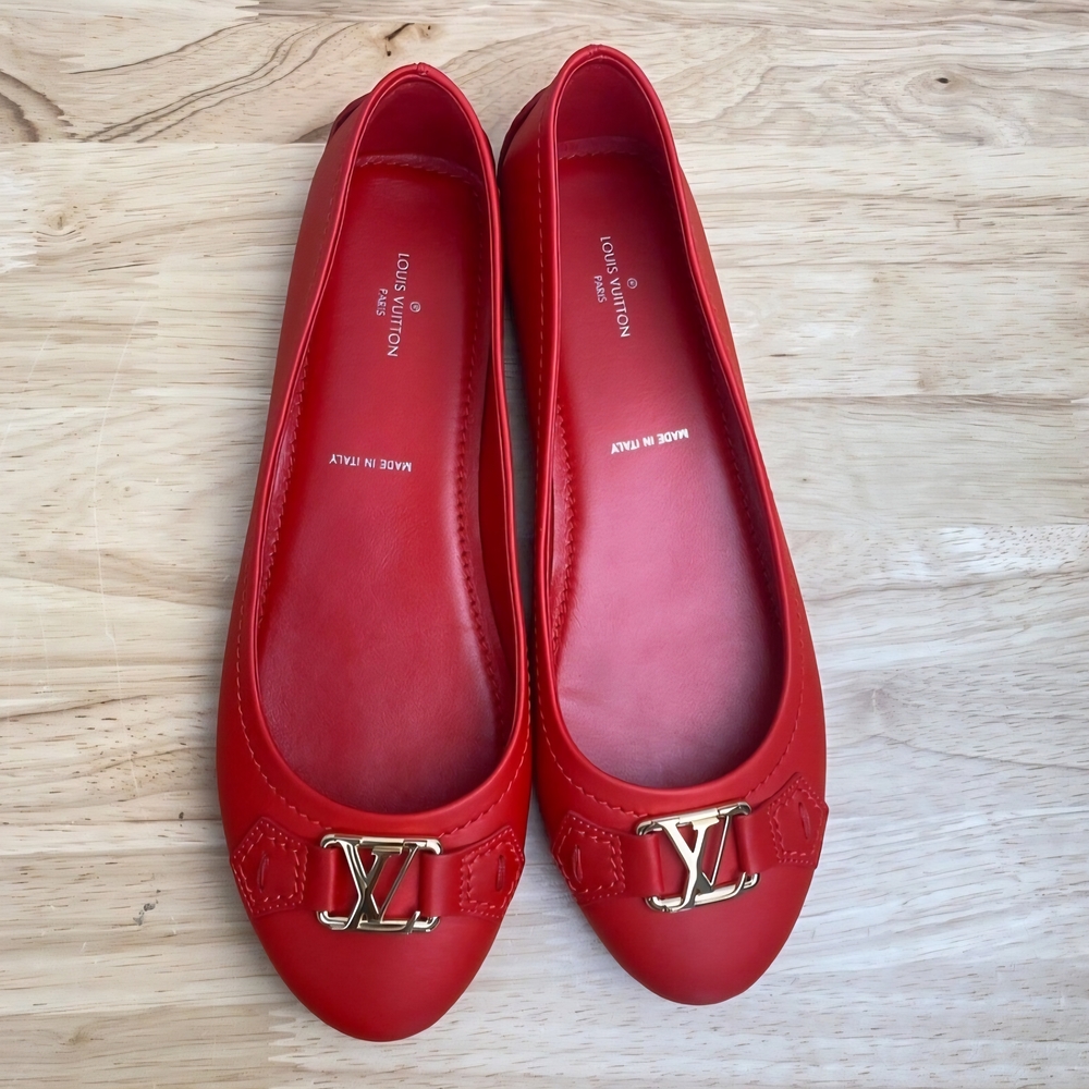Louis Vuitton Red Leather driving shoes/loafers size38